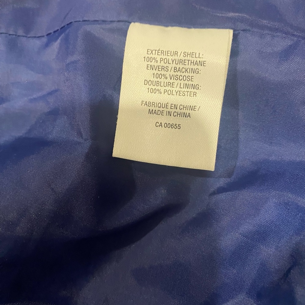 Reitmans Blue Faux Leather Moto Jacket Size Large Biker Style Zip Up - Picture 8 of 13